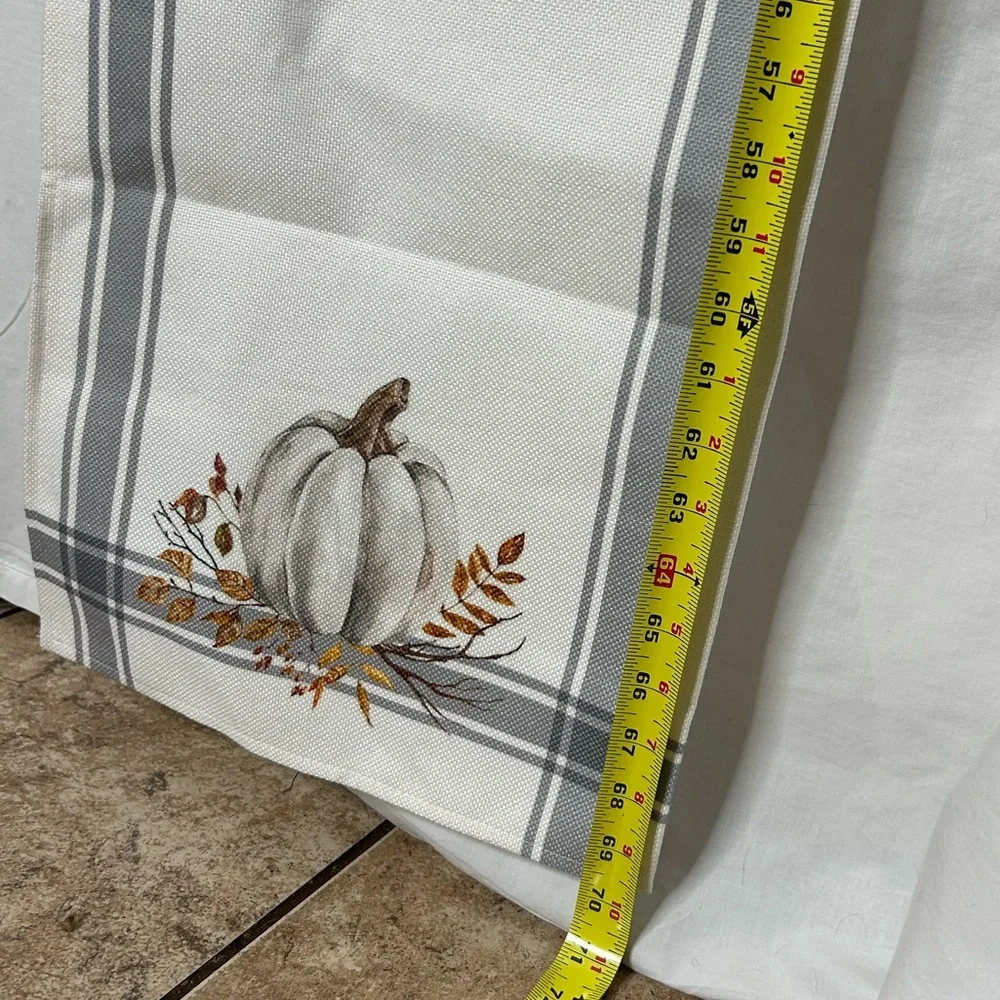 Fall Striped White and Gray Table‎ Runner